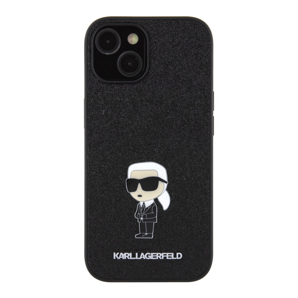 Husa pentru iPhone 15, Hardcase Glitter, Karl Lagerfeld, Negru - 1 | YEO