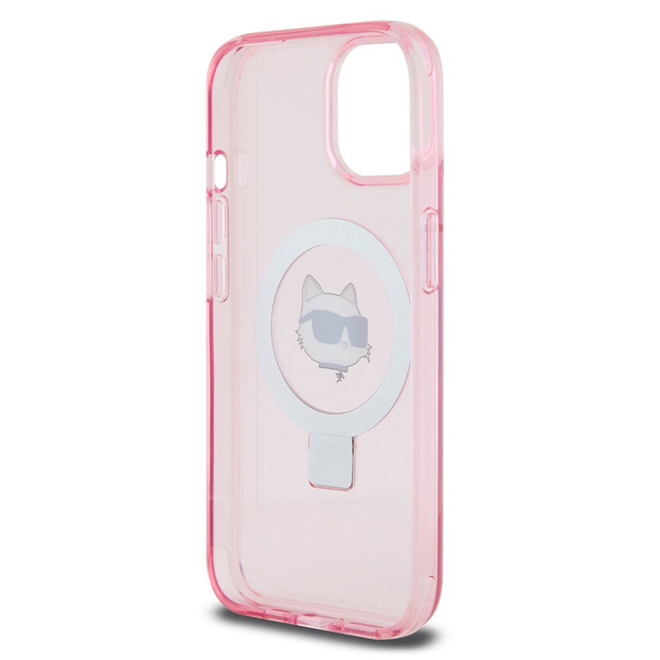 Husa pentru iPhone 15, Hardcase Ring Stand MagSafe, Karl Lagerfeld - Roz - 3 | YEO