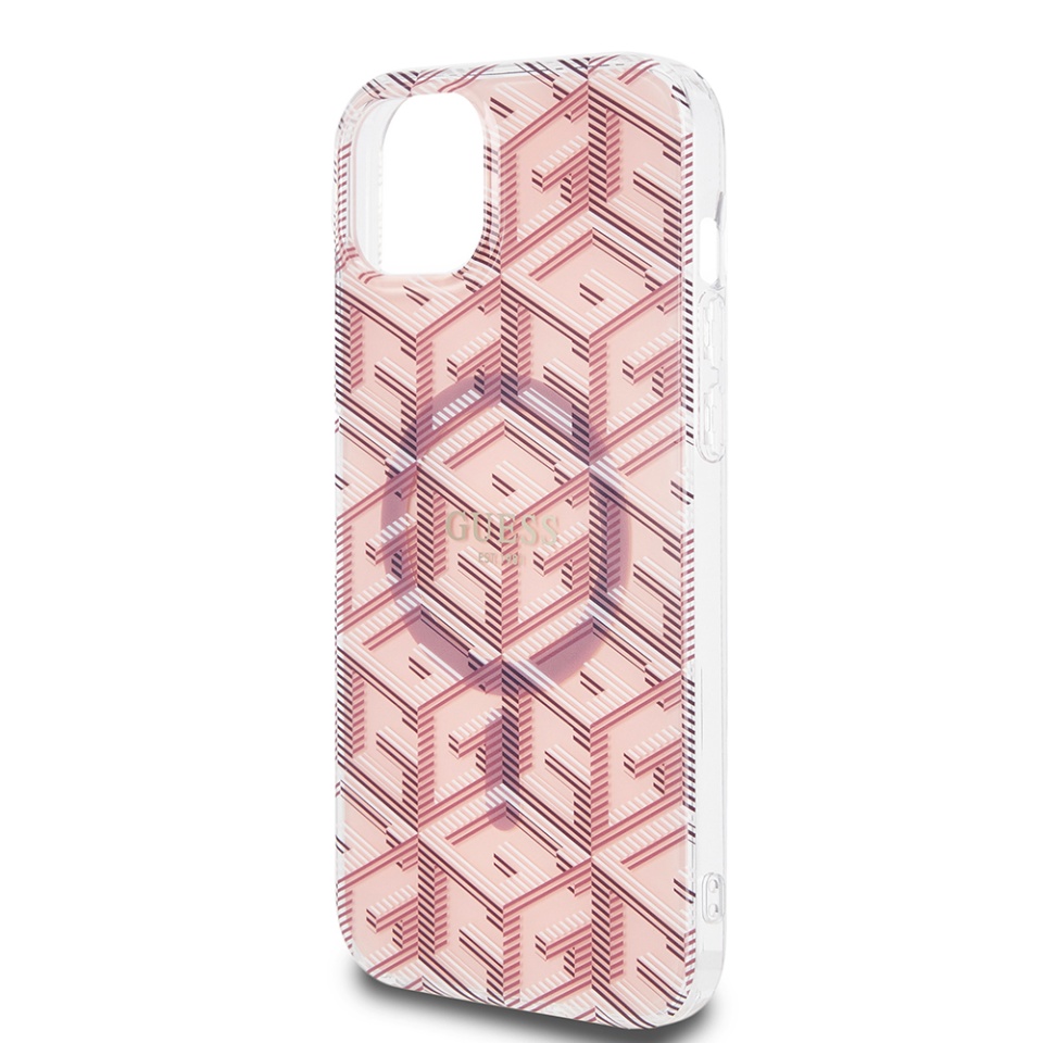 Husa pentru iPhone 15, IML GCube MagSafe, Guess - Roz - 4 | YEO