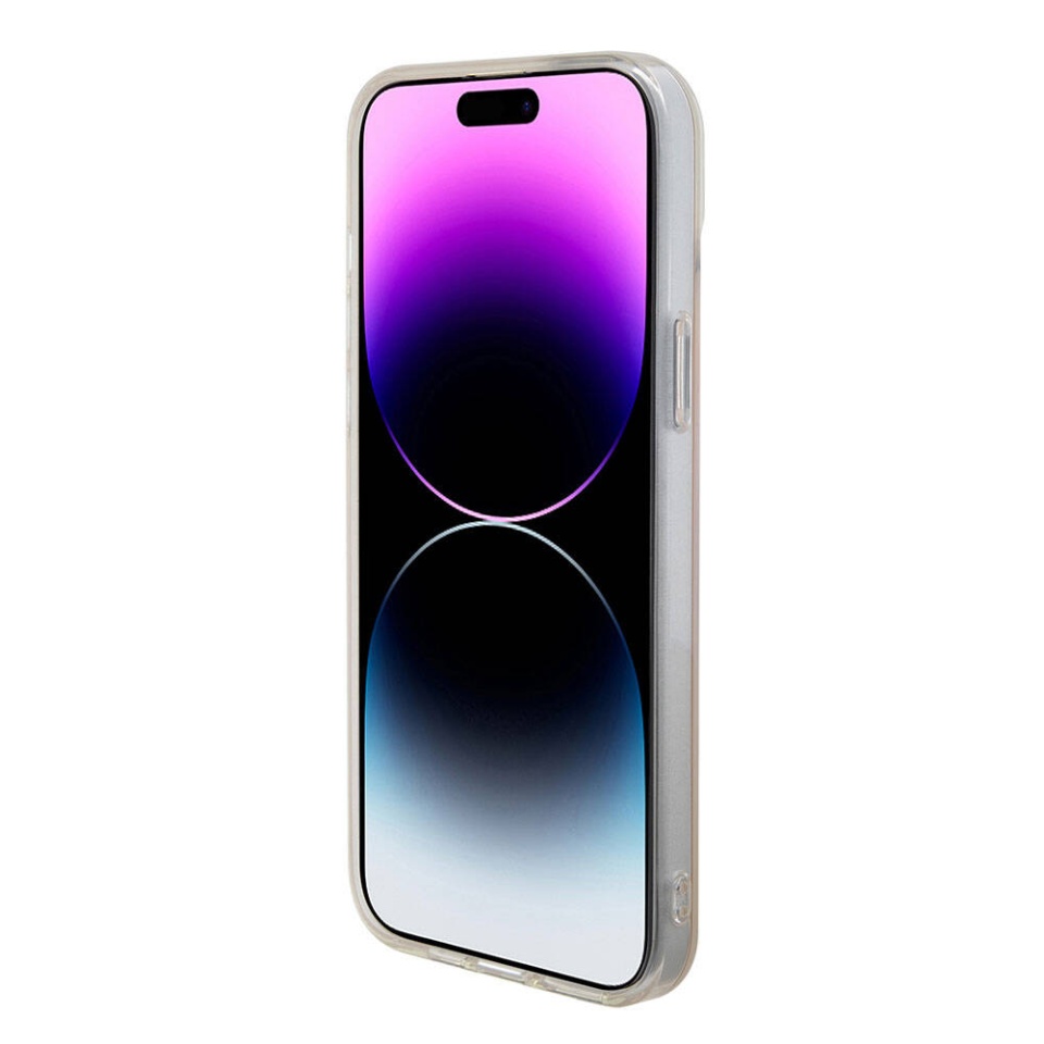 Husa pentru iPhone 15 IML Iridescent MagSafe, Guess - Roz - 3 | YEO