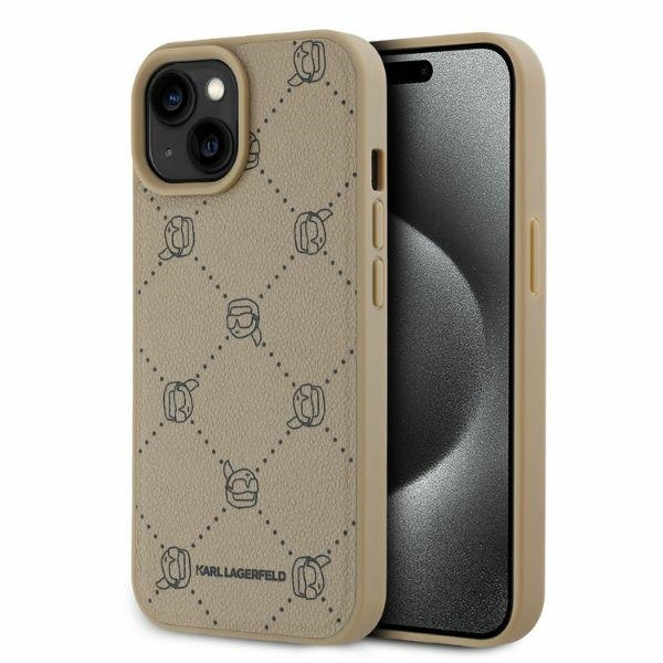 Husa pentru iPhone 15 Leather MagSafe, Karl Lagerfeld - Maro