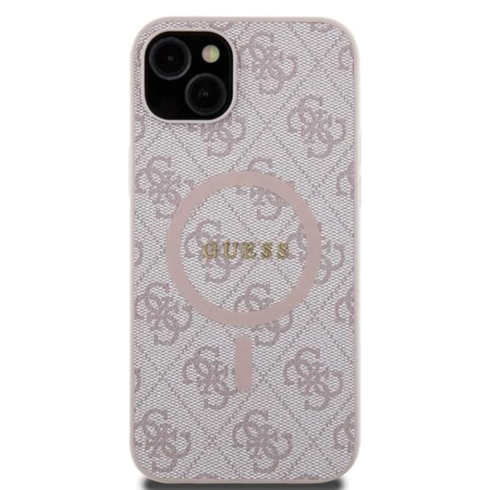 Husa pentru iPhone 15 Plus, 4G Collection Leather MagSafe, Guess - Roz - 2 | YEO