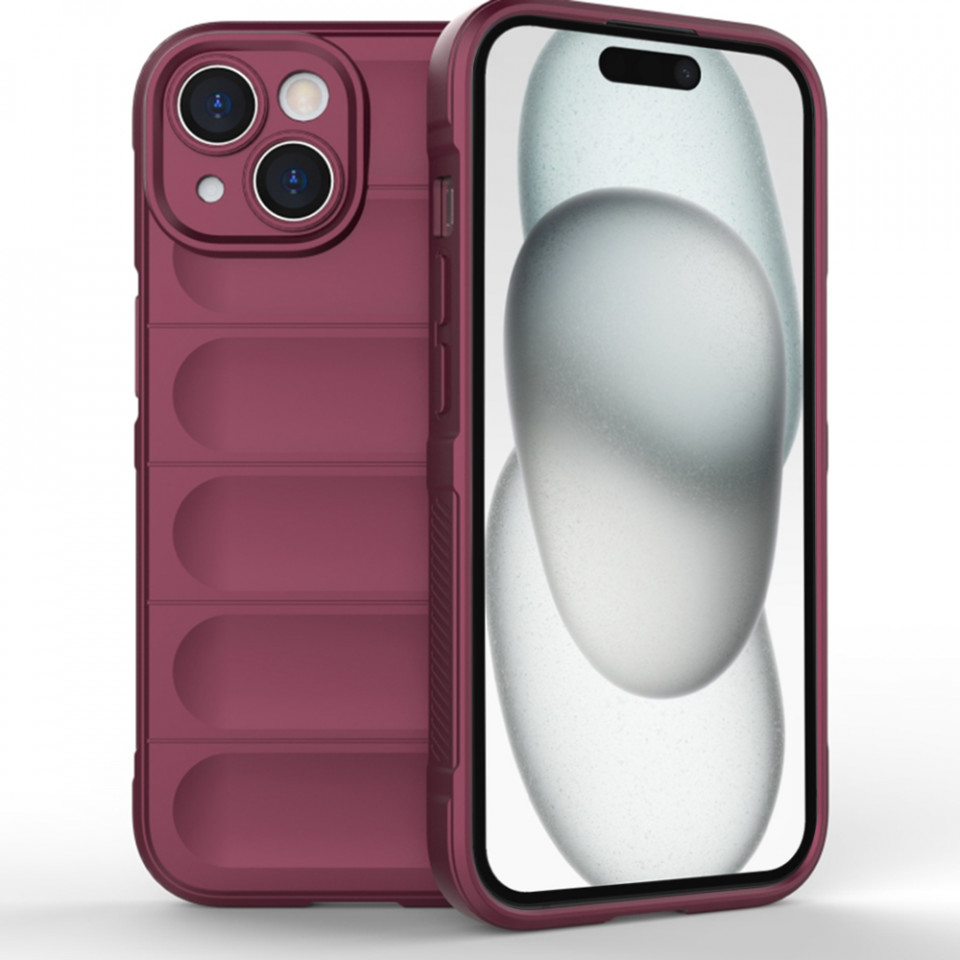 Husa pentru iPhone 15 Plus eleganta, din silicon mat, SKDR Vogue - Bordo