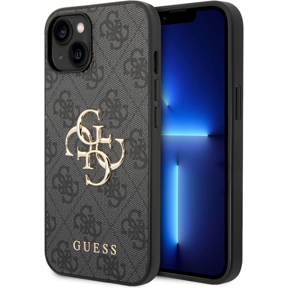 Husa pentru iPhone 15 Plus, Guess Hardcase 4G Big Metal Logo, Protectie Slim, Compatibila, Gri