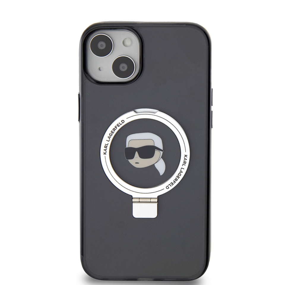 Husa pentru iPhone 15 Plus, Hardcase Ring Stand MagSafe, Karl Lagerfeld - Negru - 2 | YEO