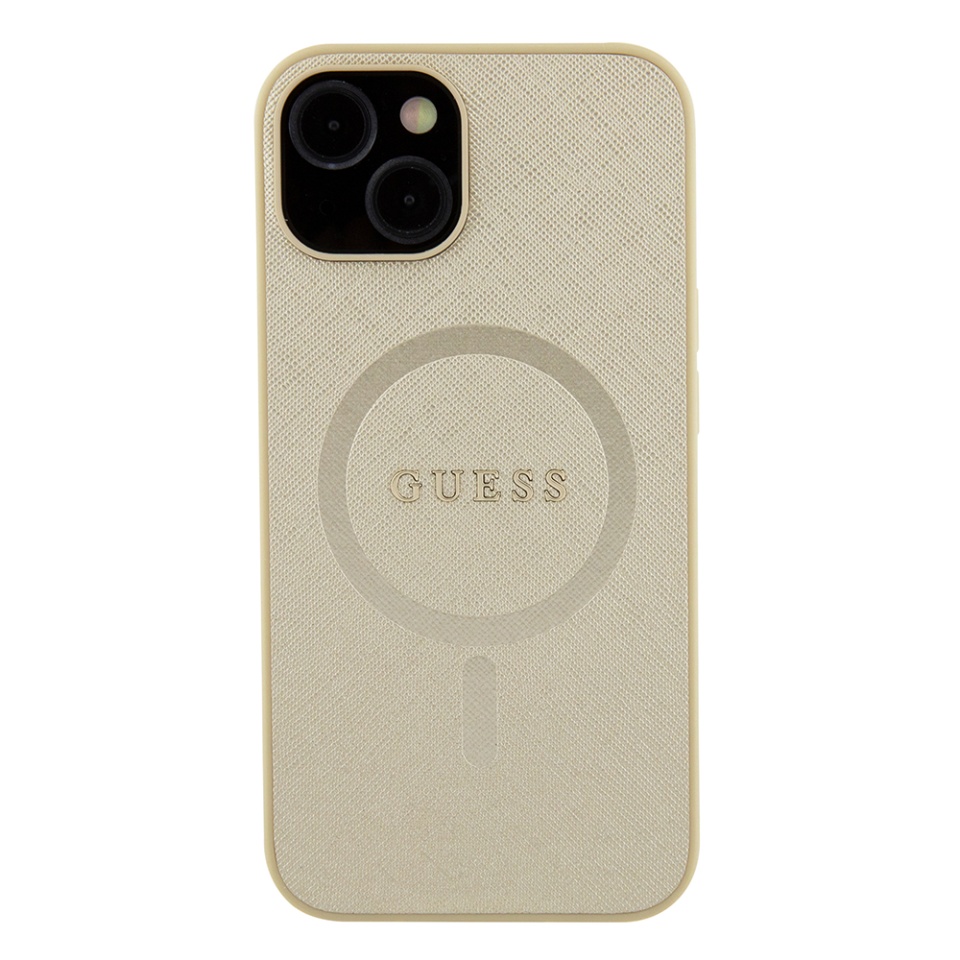 Husa pentru iPhone 15 Plus Saffiano MagSafe, Guess - Auriu - 2 | YEO