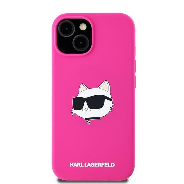 Husa pentru iPhone 15 Plus, Silicone MagSafe, Karl Lagerfeld - Fucsia - 2 | YEO