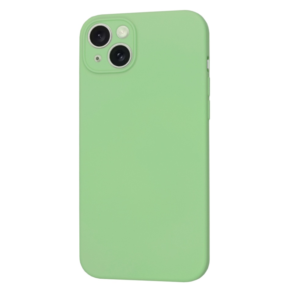 Husa pentru iPhone 15 Plus, SKYDDAR INNOVATION, din Silicon Catifelat, SoftFlex Magsafe, Verde deschis, set cu sticker - 1 | YEO