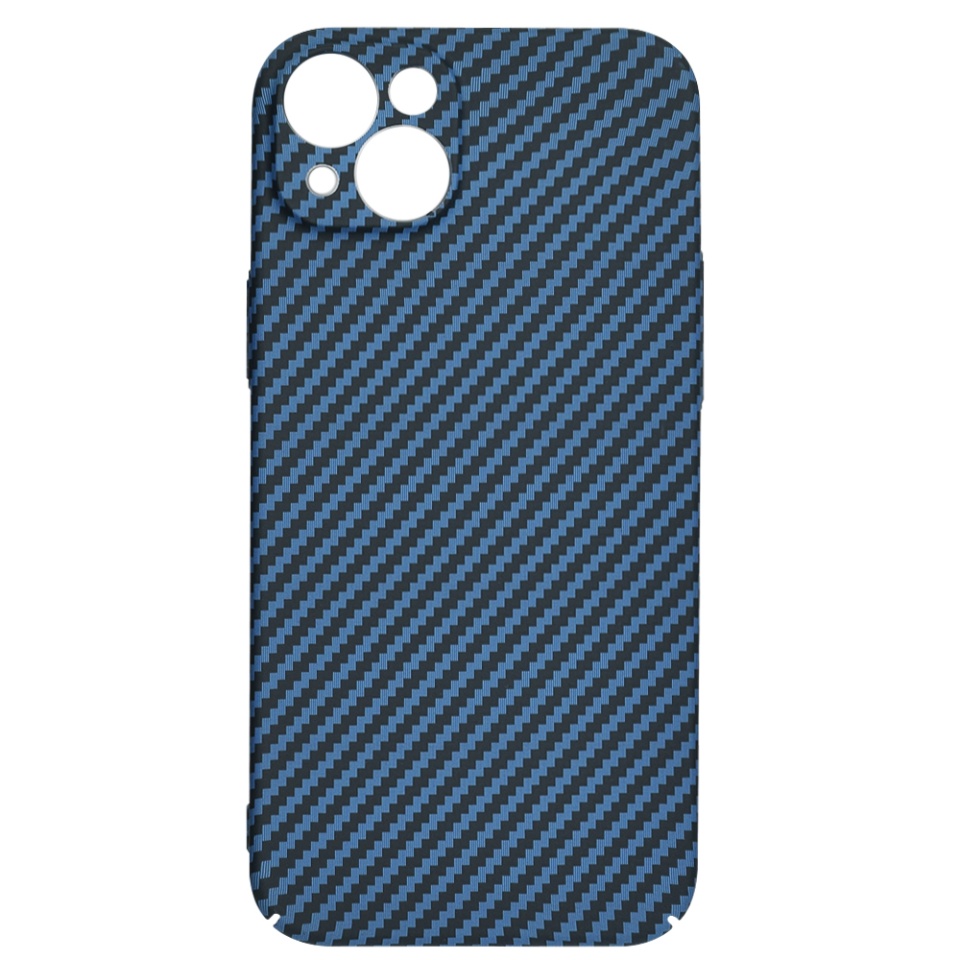 Husa pentru iPhone 15 Plus, SKYDDAR INNOVATION, textura carbon, Carbonite FiberShell, Cyan, set cu sticker - 3 | YEO