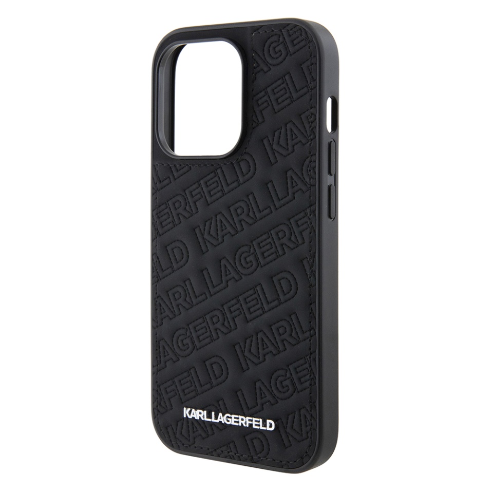 Husa pentru iPhone 15 Pro, Diagonal Quilted K Pattern, Karl Lagerfeld, Negru - 1 | YEO