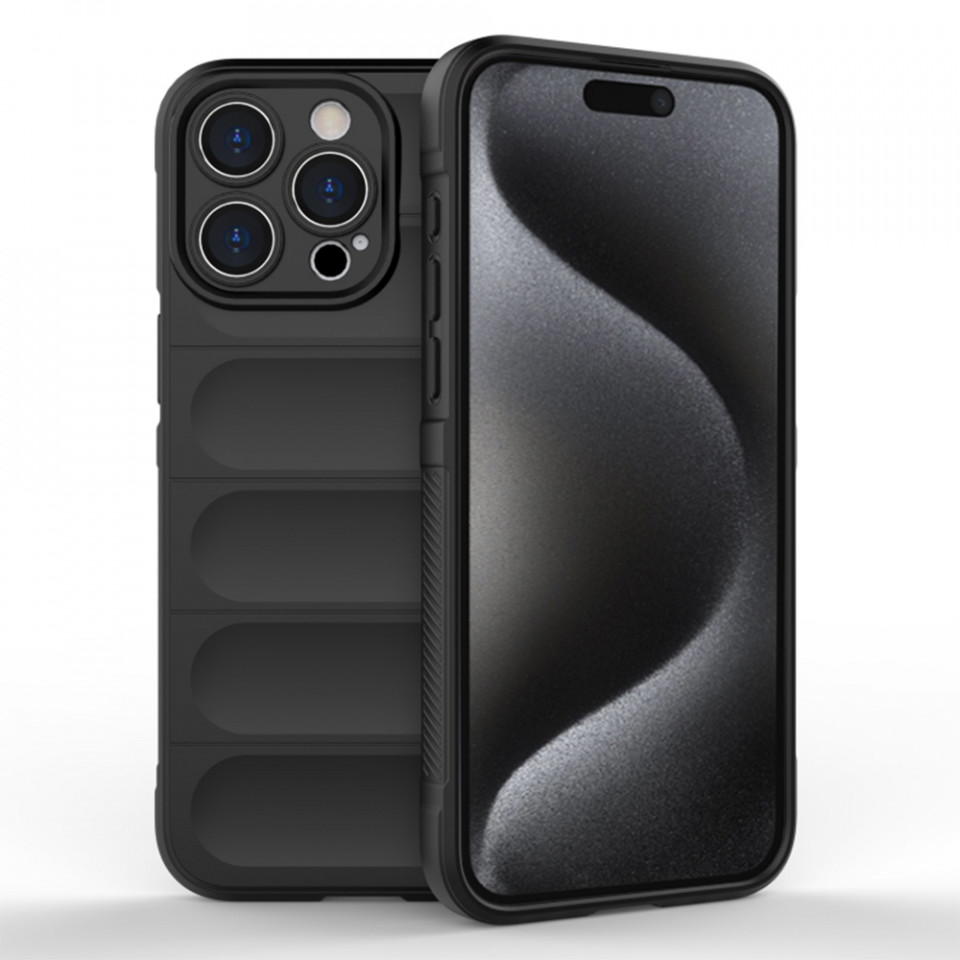 Husa pentru iPhone 15 Pro eleganta, din silicon mat, SKDR Vogue - Negru