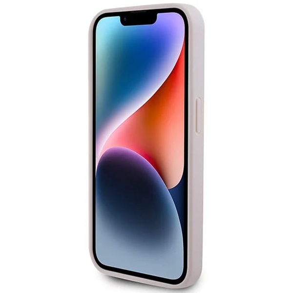 Husa pentru iPhone 15 Pro, Guess, Leather 4G Triangle Strass, Roz - 2 | YEO