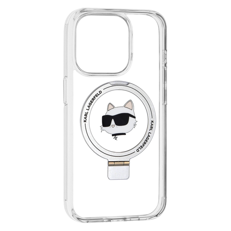 Husa pentru iPhone 15 Pro, Hardcase Ring Stand MagSafe, Karl Lagerfeld - Alb - 1 | YEO