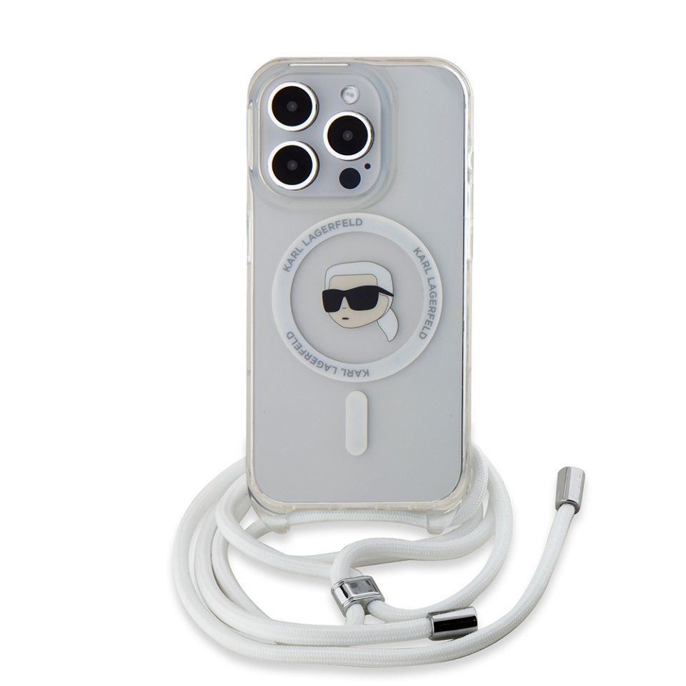 Husa pentru iPhone 15 Pro, Karl Lagerfeld, IML Crossbody MagSafe, Transparent Karl Head - 2 | YEO