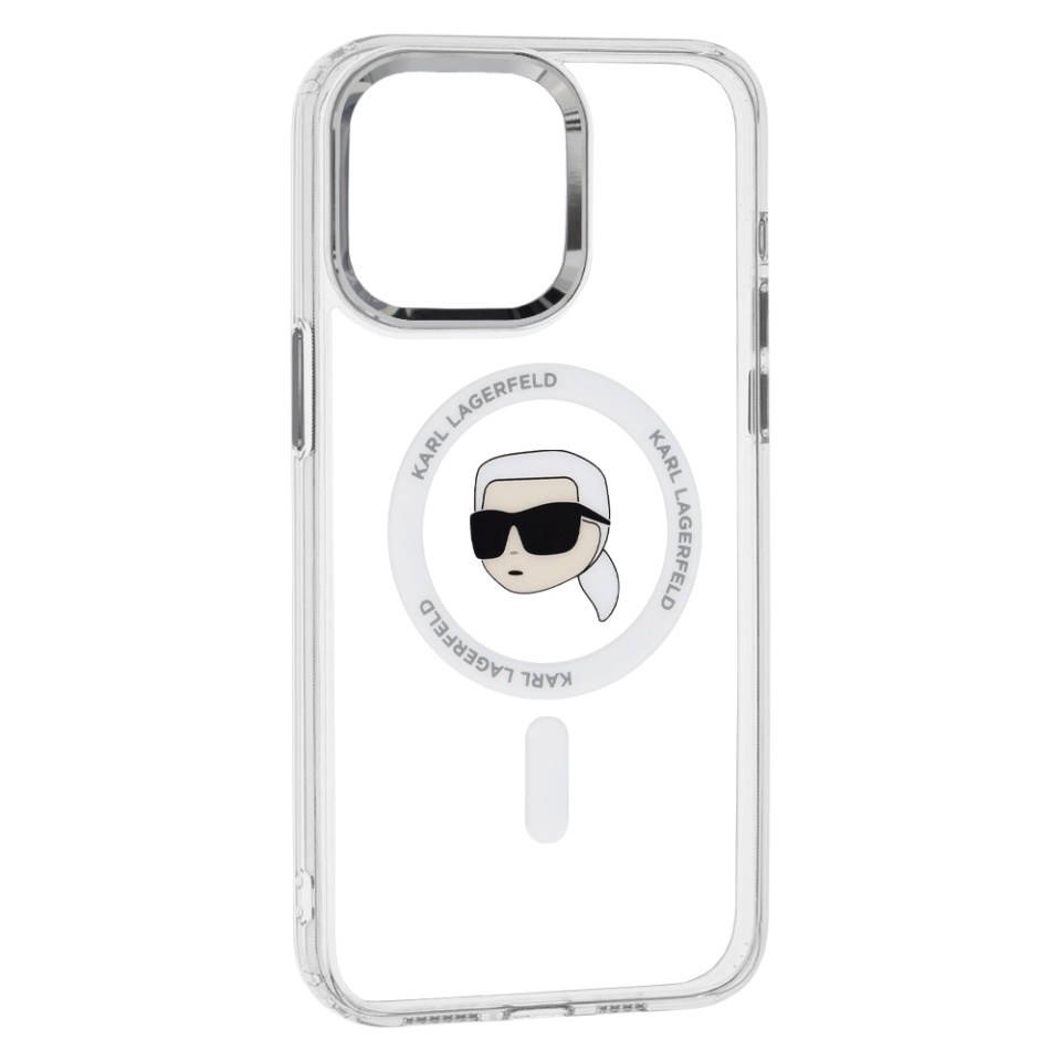 Husa pentru iPhone 15 Pro Max, Karl Lagerfeld, IML MagSafe, Alb - 1 | YEO