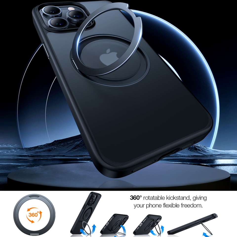 Husa pentru iPhone 15 Pro Max, Torras Ostand Pro MagSafe, Negru - 2 | YEO