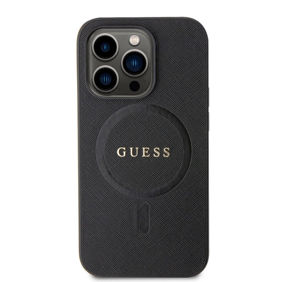 Husa pentru iPhone 15 Pro Saffiano MagSafe, Guess - Negru - 1 | YEO