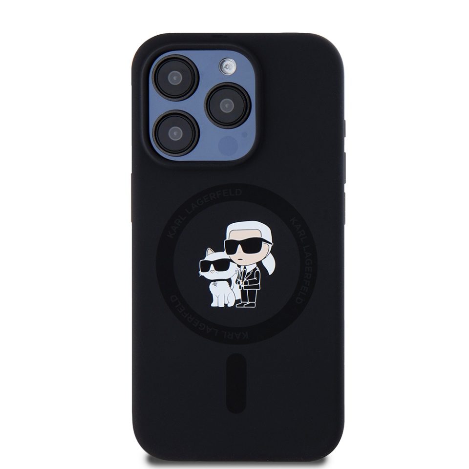 Husa pentru iPhone 15 Pro, Silicone MagSafe, Karl Lagerfeld - Negru - 2 | YEO