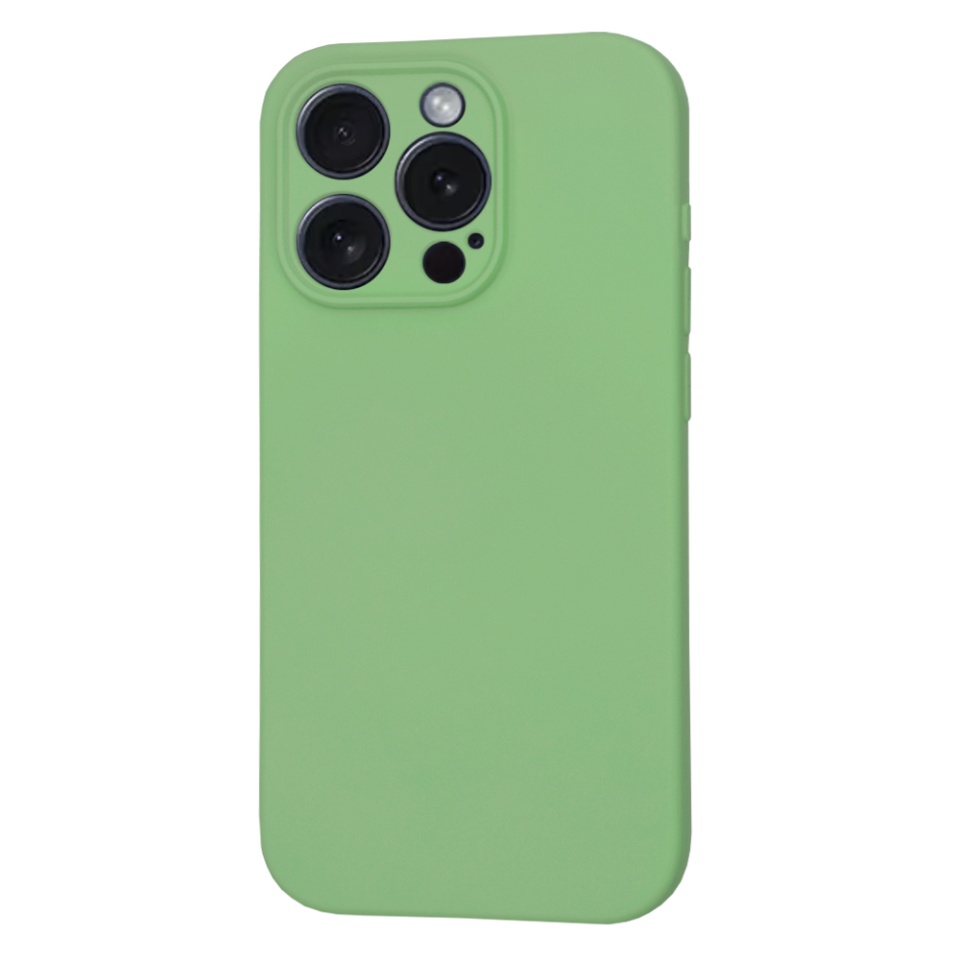 Husa pentru iPhone 15 Pro, SKYDDAR INNOVATION, din Silicon Catifelat, SoftFlex Magsafe, Verde deschis, set cu sticker - 1 | YEO
