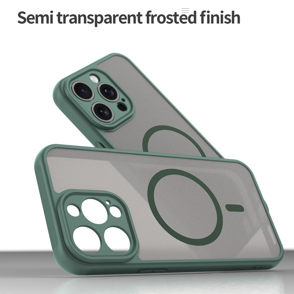 Husa pentru iPhone 15 Pro, SKYDDAR INNOVATION, HaloFrost MagSafe II, Antisoc, set cu sticker, Verde - 3 | YEO