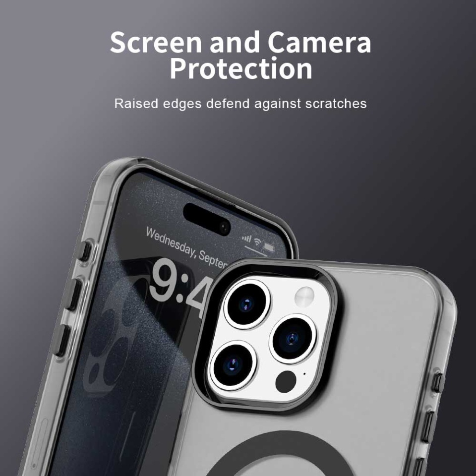 Husa pentru iPhone 15 Pro, SKYDDAR INOVATION, CandyCase, Magsafe, set cu sticker, Negru - 2 | YEO