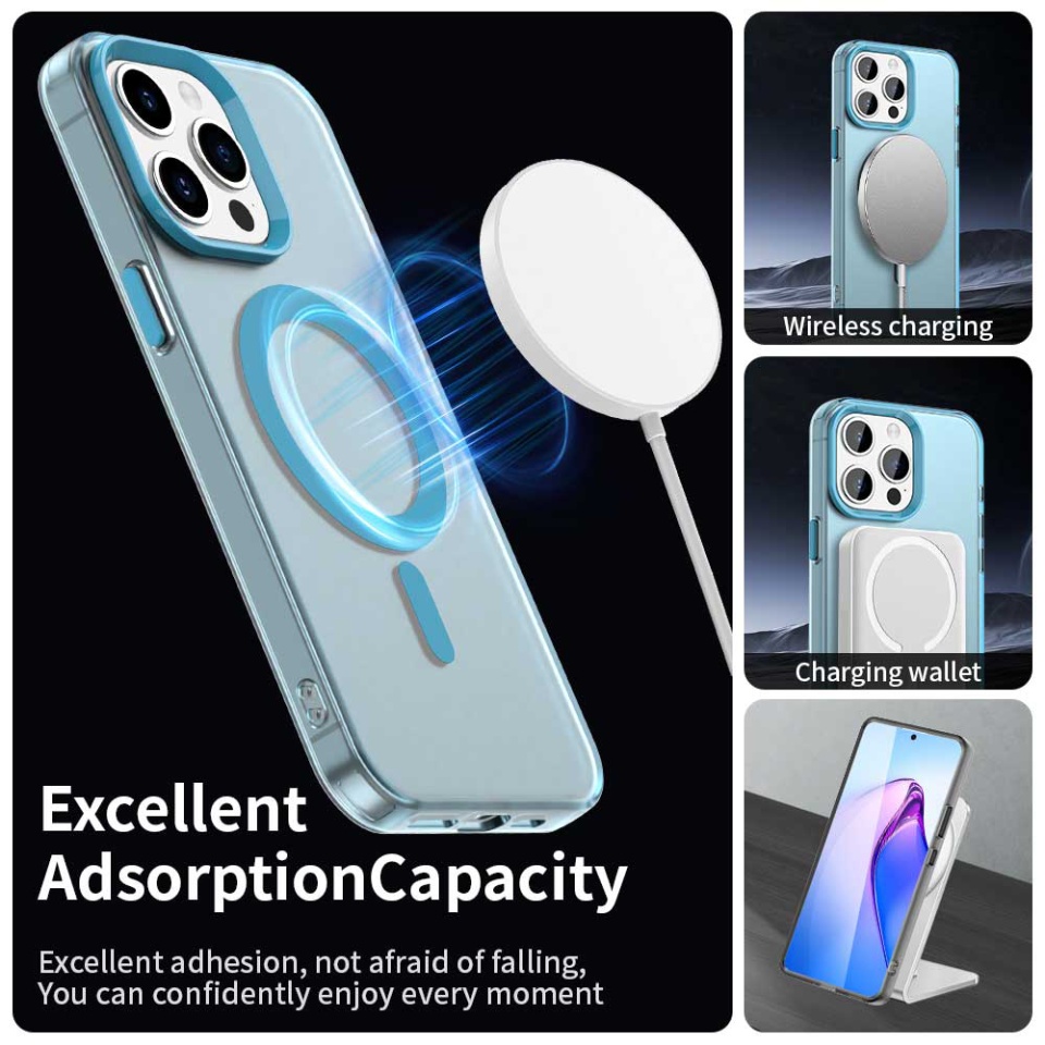 Husa pentru iPhone 15 Pro, SKYDDAR INOVATION, CandyCase, Magsafe, set cu sticker, Albastru - 2 | YEO
