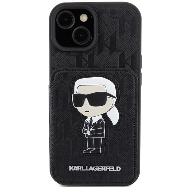 Husa pentru iPhone 15, Saffiano Cardslot, Karl Lagerfeld, Negru - 2 | YEO