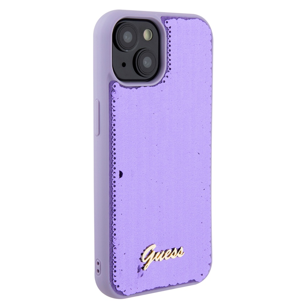 Husa pentru iPhone 15, Sequin Script Metal, Guess - Mov - 2 | YEO