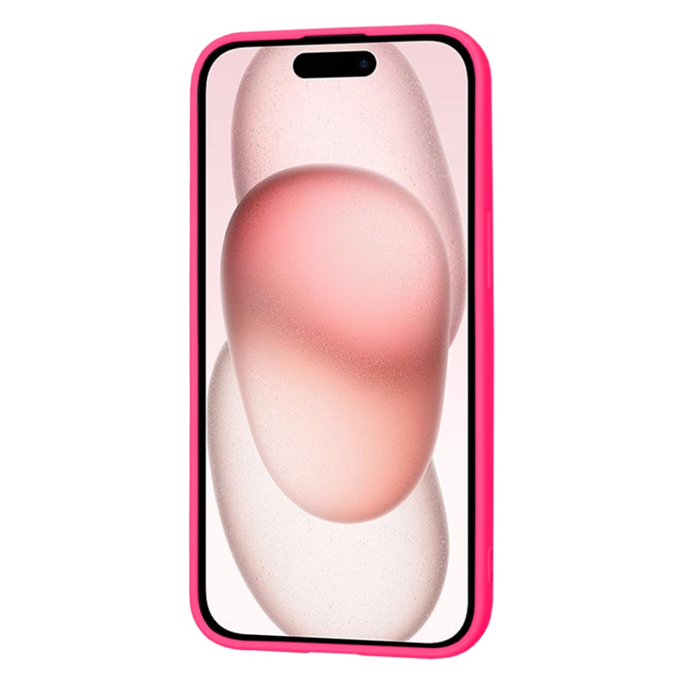 Husa pentru iPhone 15, SKYDDAR INNOVATION, din Silicon Catifelat, SoftElegance , Fucsia, set cu sticker - 1 | YEO