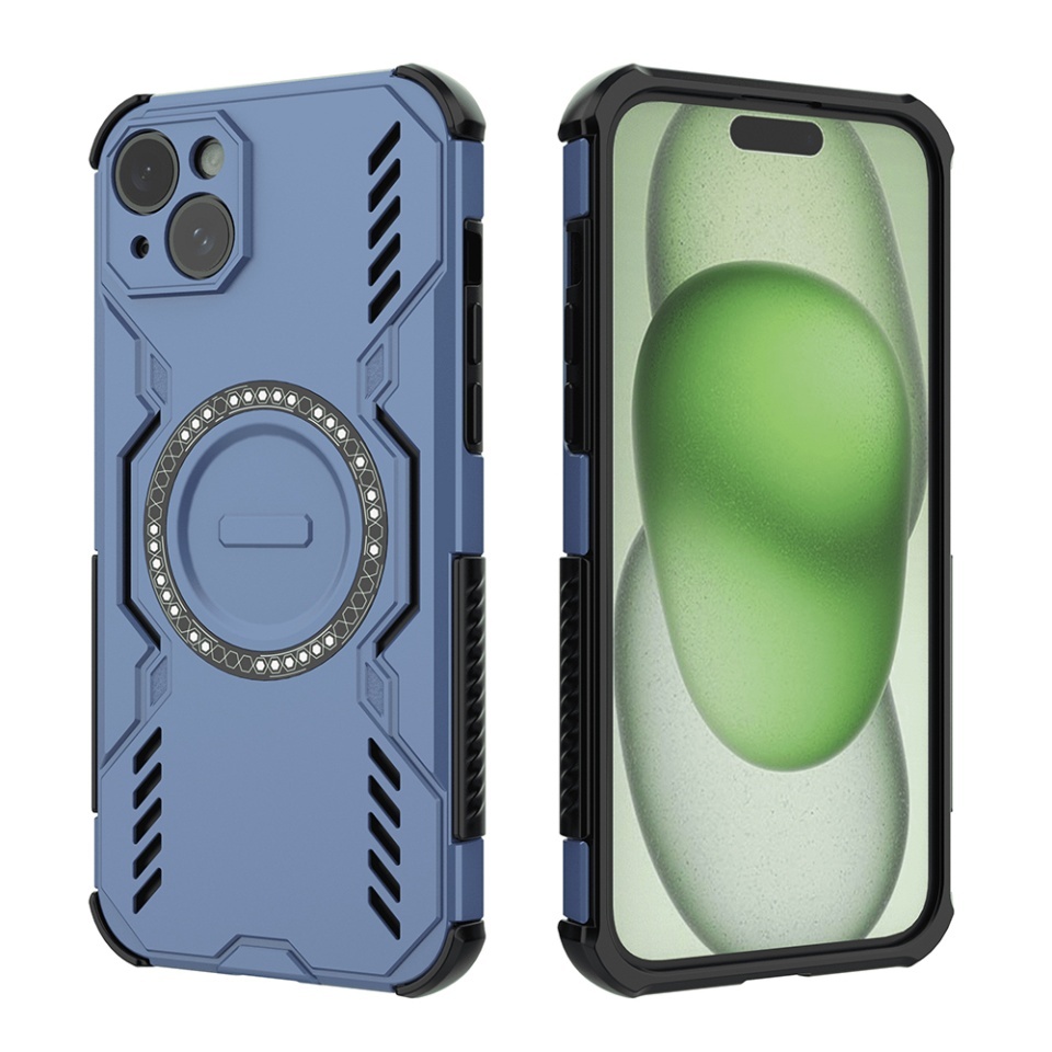 Husa pentru iPhone 15, SKYDDAR INOVATION, ArmorMag, Magsafe, set cu sticker, Albastru - 1 | YEO