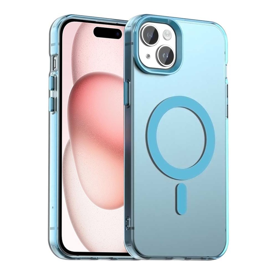 Husa pentru iPhone 15, SKYDDAR INOVATION, CandyCase, Magsafe, set cu sticker, Albastru