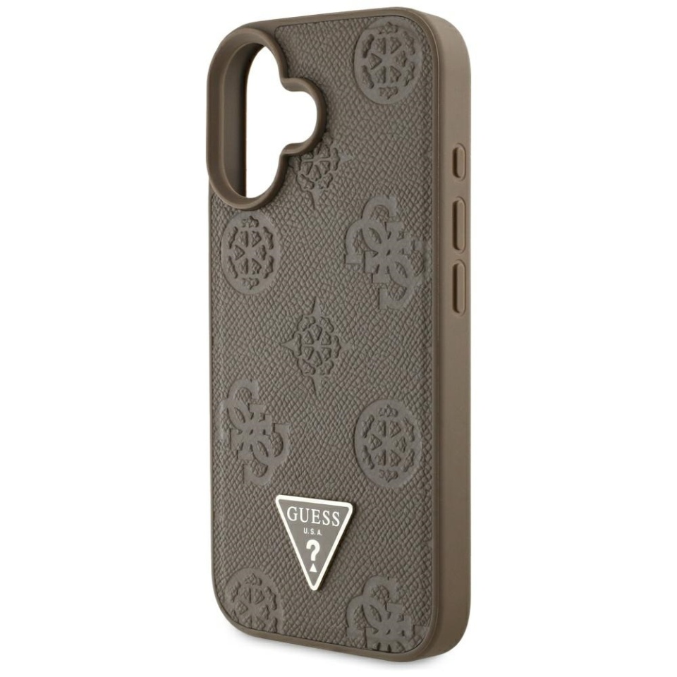 Husa pentru iPhone 16, Grained Triangle, Guess, Maro - 4 | YEO