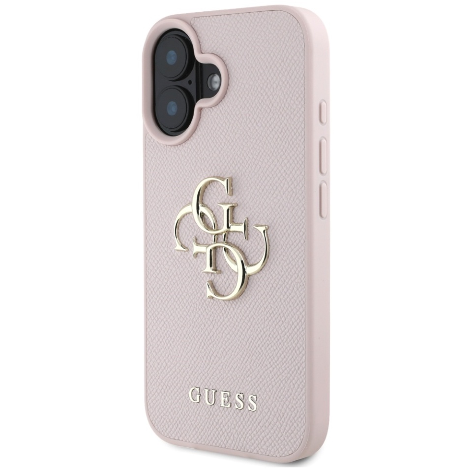 Husa pentru iPhone 16, Guess, Hardcase Grained Big 4G Logo Small Classic Logo, Protectie Slim, Roz - 1 | YEO