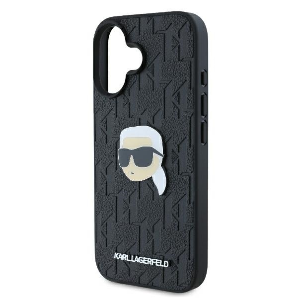 Husa pentru iPhone 16, Hardcase Leather Monogram, Karl Lagerfeld - Negru - 1 | YEO