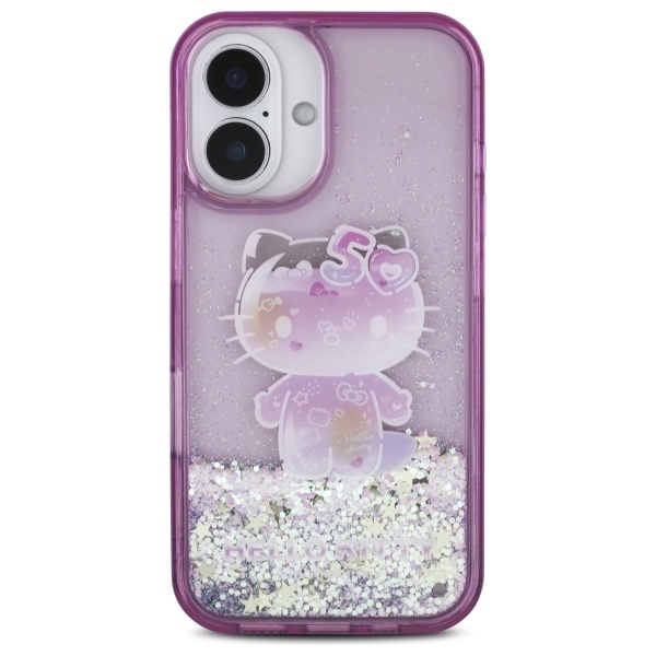 Husa pentru iPhone 16, Hardcase Liquid Glitter, Hello Kitty - Mov - 2 | YEO