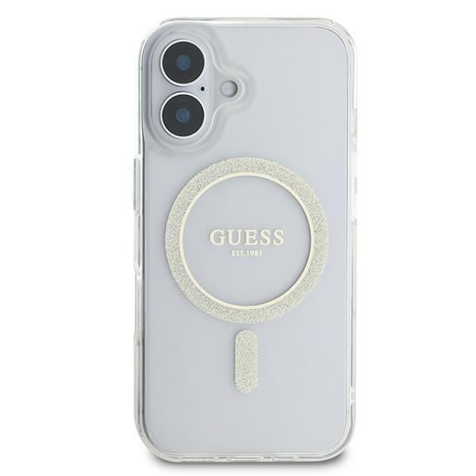 Husa pentru iPhone 16 IML Glitter Circle MagSafe, Guess - Transparenta - 2 | YEO