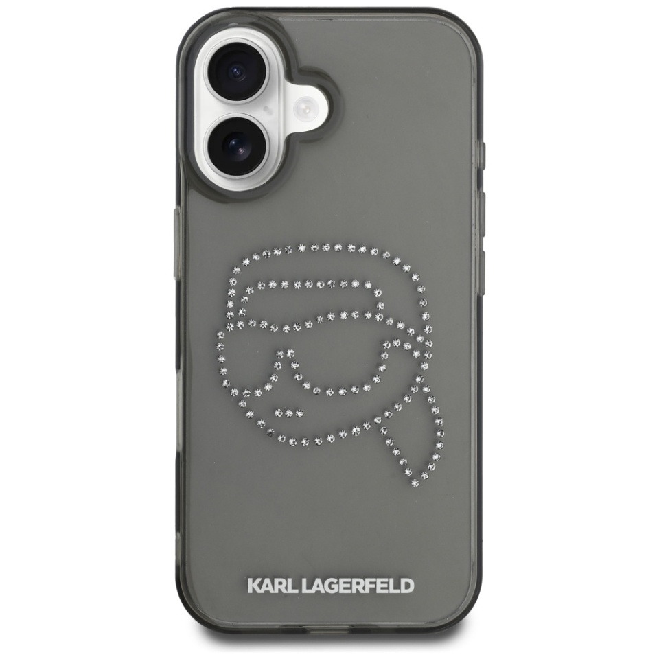 Husa pentru iPhone 16 IML Rhinestones, Karl Lagerfeld - Negru - 1 | YEO