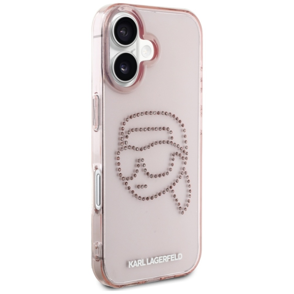 Husa pentru iPhone 16 IML Rhinestones, Karl Lagerfeld - Roz - 2 | YEO