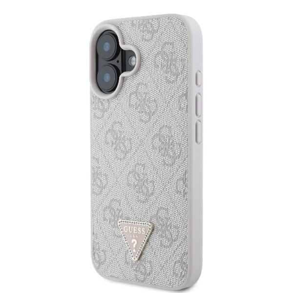 Husa pentru iPhone 16 Leather Metal Logo Strass Crossbody, Guess - Roz - 3 | YEO