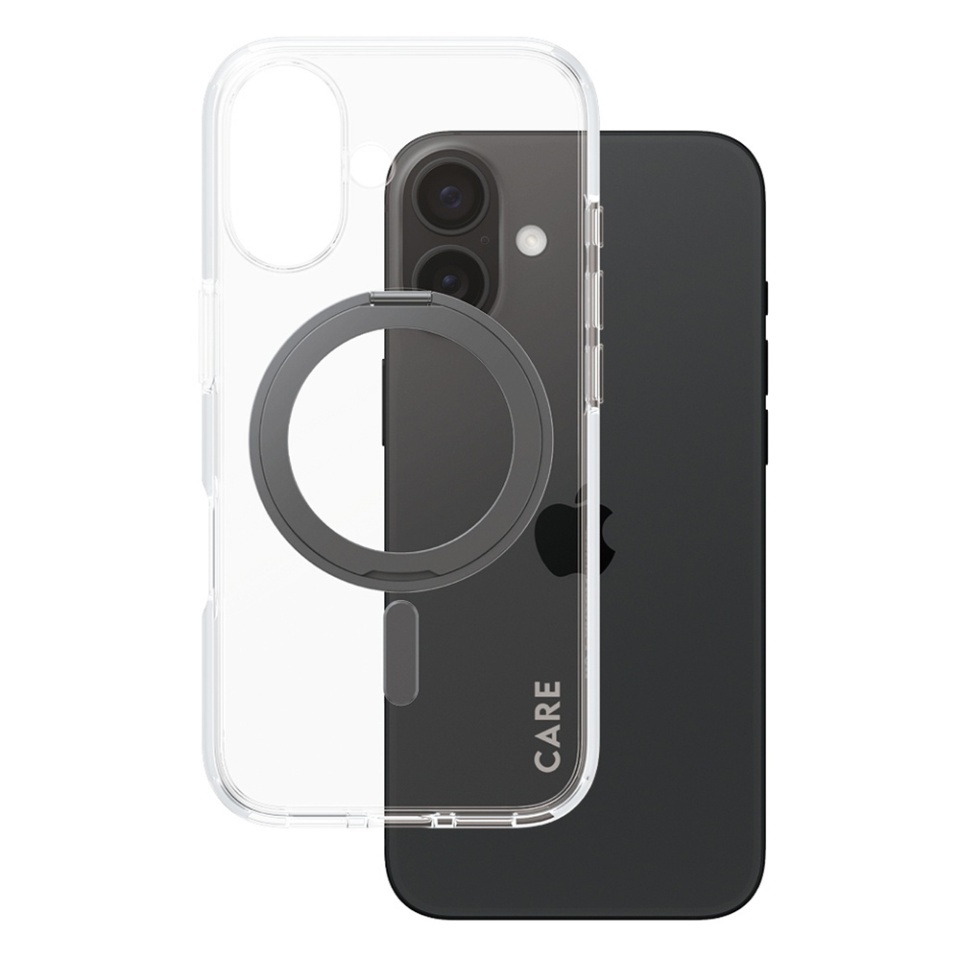 Husa pentru iPhone 16, PanzerGlass, MagSafe Kickstand si Protectie Camera, Margini Intarite Anti-Soc, Design Slim, Transparent