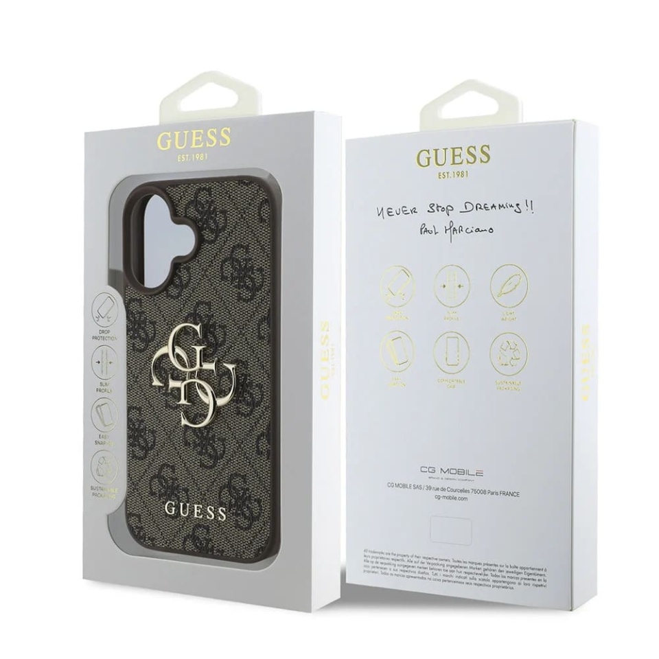 Husa pentru iPhone 16 Plus, Guess Hardcase 4G Big Logo, Protectie Slim, Compatibila, Maro - 7