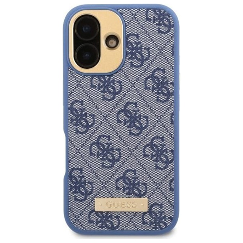 Husa pentru iPhone 16 Plus, Guess, Hardcase 4G Logo Plate MagSafe, Albastru - 1 | YEO