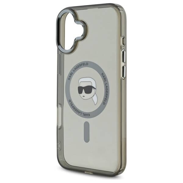 Husa pentru iPhone 16 Plus, IML Glitter K&C Heads Logo MagSafe, Clear Mono Karl&Choupette - 1 | YEO