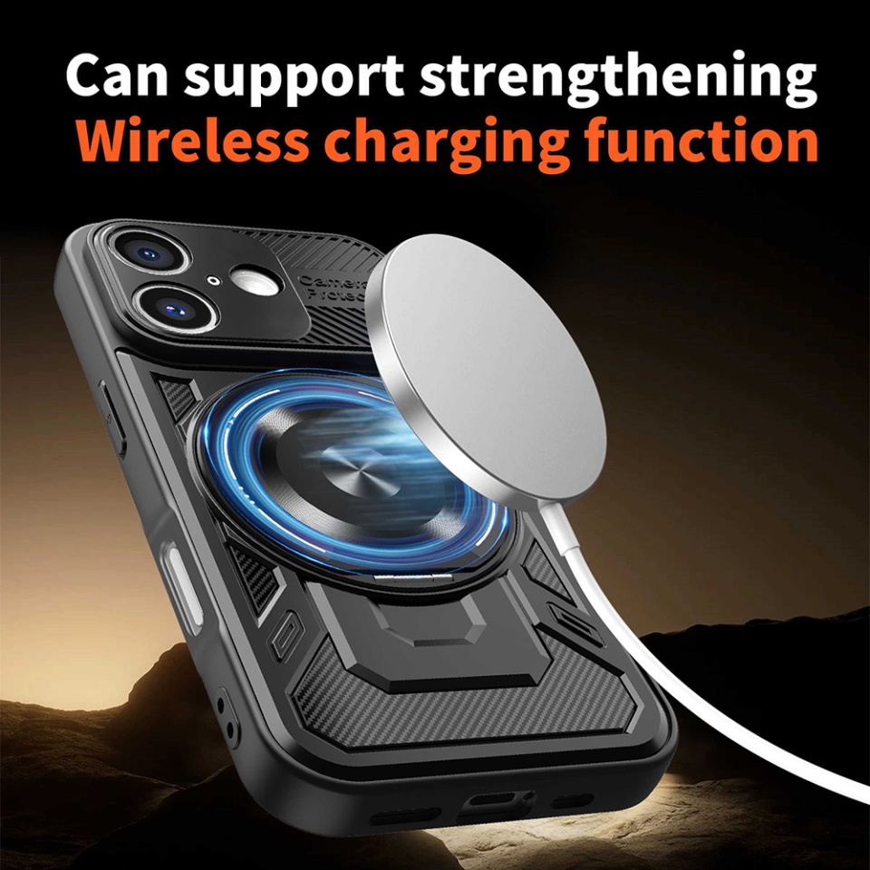 Husa pentru iPhone 16 Plus, SKYDDAR INNOVATION, RuggedCam, Inel magnetic antisoc, set cu sticker, Mov - 1 | YEO