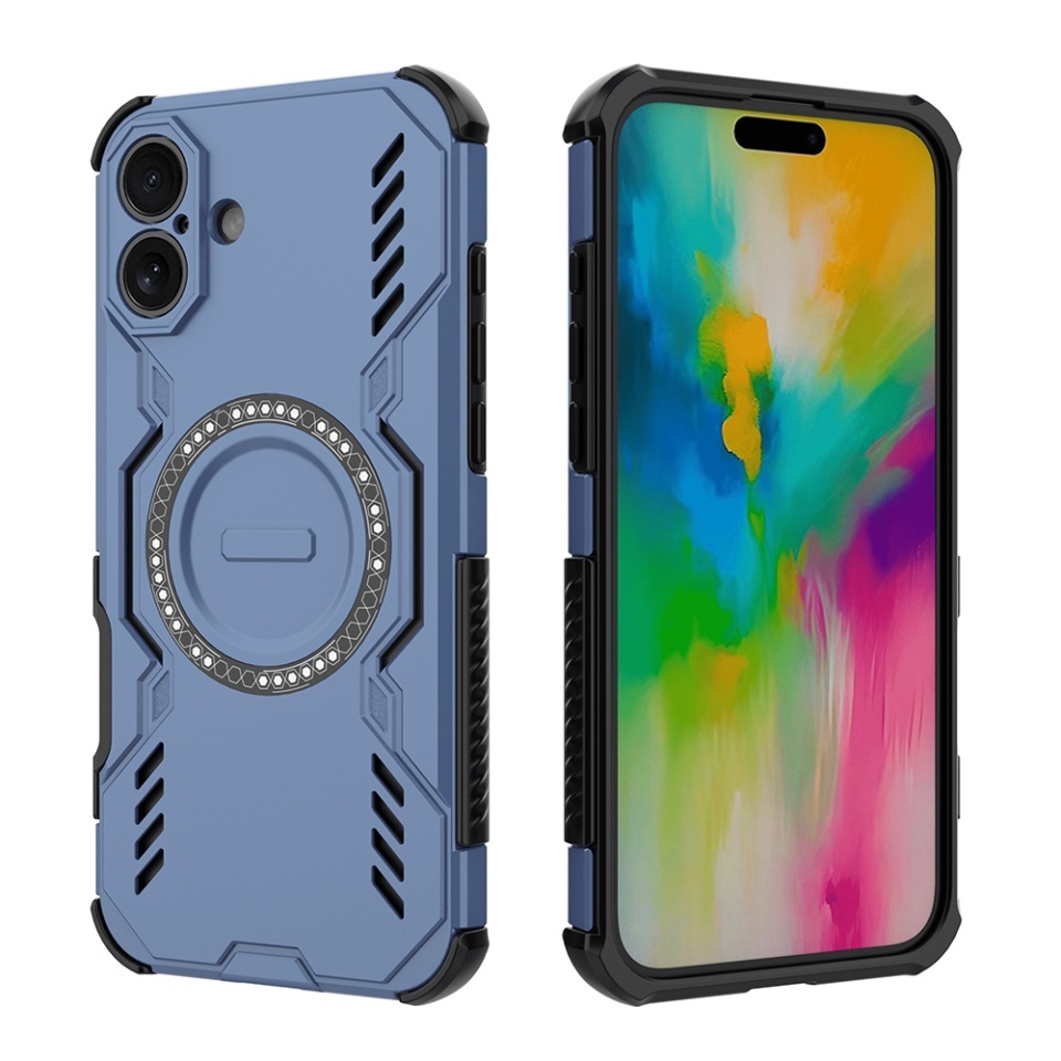 Husa pentru iPhone 16 Plus, SKYDDAR INOVATION, ArmorMag, Magsafe, set cu sticker, Albastru - 1 | YEO