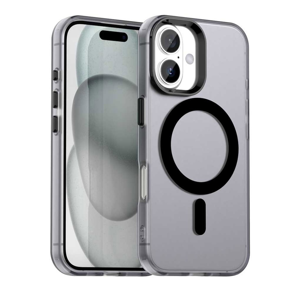 Husa pentru iPhone 16 Plus, SKYDDAR INOVATION, CandyCase, Magsafe, set cu sticker, Negru