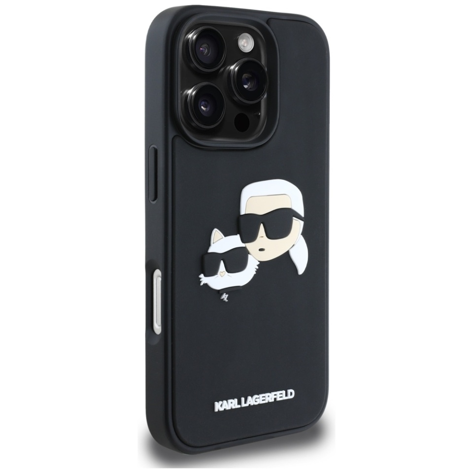Husa pentru iPhone 16 Pro, 3D Design, Karl Lagerfeld, Negru - 1 | YEO