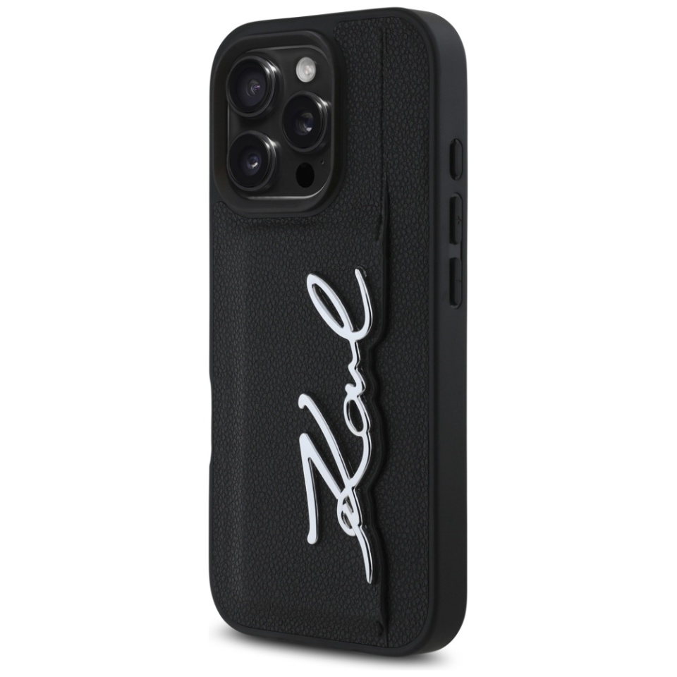 Husa pentru iPhone 16 Pro, Hardcase Leather, Karl Lagerfeld, Negru - 1 | YEO