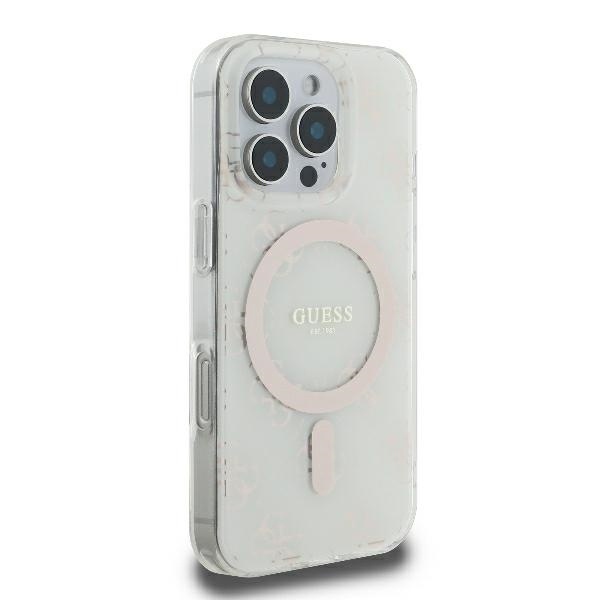 Husa pentru iPhone 16 Pro, IML 4G Background MagSafe, Guess, Alb - 3 | YEO