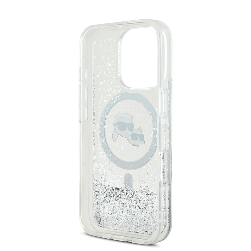 Husa pentru iPhone 16 Pro, Liquid Glitter MagSafe, Karl Lagerfeld - Transparenta - 2 | YEO